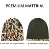 imageBASSDASH Reversible Windproof Fleece Winter Beanie Hats Thick Warm for Men Women Stretchy Fit Unisex Cuffed Knit HatArmy GreenDried Reeds