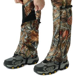 imageBASSDASH Camo Waterproof Hunting Leg Gaiters with Replaceable Insteps Lightweight Breathable Boot Gaiter for Hiking Trekking FishingAutumn Forest