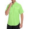 imageBASSDASH UPF 50 Mens Fishing Dress Shirt Button Down Woven Short Sleeve OutdoorApple Green