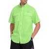 imageBASSDASH UPF 50 Mens Fishing Dress Shirt Button Down Woven Short Sleeve OutdoorApple Green