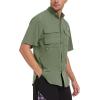 imageBASSDASH UPF 50 Mens Fishing Dress Shirt Button Down Woven Short Sleeve OutdoorCypress