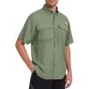 imageBASSDASH UPF 50 Mens Fishing Dress Shirt Button Down Woven Short Sleeve OutdoorCypress
