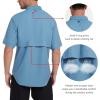imageBASSDASH UPF 50 Mens Fishing Dress Shirt Button Down Woven Short Sleeve OutdoorDusty Blue