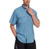 imageBASSDASH UPF 50 Mens Fishing Dress Shirt Button Down Woven Short Sleeve OutdoorDusty Blue