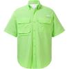 imageBASSDASH UPF 50 Mens Fishing Dress Shirt Button Down Woven Short Sleeve OutdoorApple Green