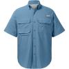 imageBASSDASH UPF 50 Mens Fishing Dress Shirt Button Down Woven Short Sleeve OutdoorDusty Blue