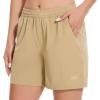 imageBASSDASH Womens 5 Fishing Hiking Quick Dry Cargo Shorts with Zipper Pockets UPF 50 Water Resistant Summer Casual ShortsKhaki