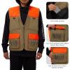 imageBASSDASH Multi Pockets Upland Field Bird Hunting Vest Blaze Orange Brown Water Resistant Rip Stop for Men WomenDark KhakiBlaze Orange