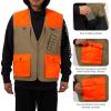 imageBASSDASH Upland Game Field WaterResistant Bird Hunting Vest with Multi Pockets BrownOrange Men Women FV11Dark KhakiBlaze Orange