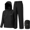 imageBASSDASH Mens Rain Suit Waterproof Breathable Durable Fishing Rain Gear Packable for Hunting Hiking Running Cycling FW12Black