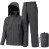 imageBASSDASH Mens Rain Suit Waterproof Breathable Durable Fishing Rain Gear Packable for Hunting Hiking Running Cycling FW12Dark Grey