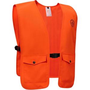 imageBASSDASH Blaze Orange Hunting Safety Vest Unisex Highly Visible All Season Waterresistant Lightweight FV18Blaze Orange