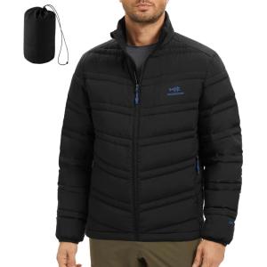 imageBASSDASH Mens Puffy Down Jacket 700FP Packable Water Resistant Puffer Insulated Warm Coat for Hunting Fishing Hiking FS49MBlack