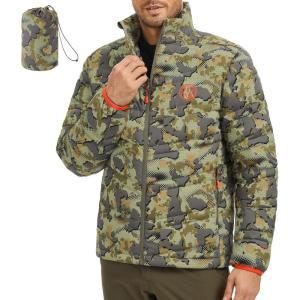 imageBASSDASH Mens Puffy Down Jacket 700FP Packable Water Resistant Puffer Insulated Warm Coat for Hunting Fishing Hiking FS49MOpen Terrain