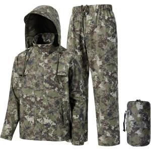 imageBASSDASH Mens Rain Suit Waterproof Breathable Durable Fishing Rain Gear Packable for Hunting Hiking Running Cycling FW12Grunge Camo