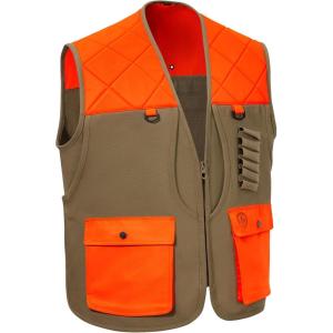 imageBASSDASH Upland Game Field WaterResistant Bird Hunting Vest with Multi Pockets BrownOrange Men Women FV11Dark KhakiBlaze Orange