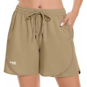 imageBASSDASH Womens 5 Fishing Shorts UPF 50 Water Resistant Quick Dry Athletic Hiking Shorts with Pockets FP05WDark Khaki