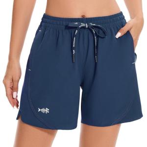 imageBASSDASH Womens 5 Fishing Shorts UPF 50 Water Resistant Quick Dry Athletic Hiking Shorts with Pockets FP05WDeep Navy Blue