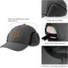 imageBASSDASH Warm Fleece Lined Hat with Ear Flap Winter Water Resistant Windproof Baseball Sports Cap for Hunting Hiking FishingDark Grey