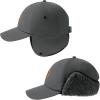 imageBASSDASH Warm Fleece Lined Hat with Ear Flap Winter Water Resistant Windproof Baseball Sports Cap for Hunting Hiking FishingDark Grey