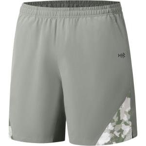 imageBASSDASH Mens 7 Fishing Shorts UPF 50 Lightweight Water Resistant Quick Dry for Hiking with Zipper Pocket FP06MAsh GreyAsh Green Camo