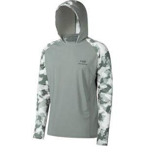 imageBASSDASH Mens UPF 50 Performance Fishing Shirt Cooling Hoodie Camo Long Sleeve FS17MAsh GreyAsh Green Camo