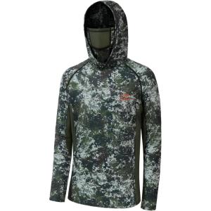 imageBASSDASH UPF 50 Mens Hunting Shirts with Mask Long Sleeve Camo Fishing HoodieWoodland 