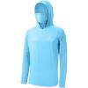 imageBASSDASH UPF 50 Mens Long Sleeve Fishing Shirt with Mask UV Neck Gaiter HoodieSky Blue