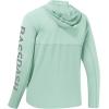 imageBASSDASH UPF 50 Mens UV Sun Protection Long Sleeve Performance Fishing Hoodie Hooded ShirtsPastel TealGrey Logo