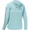 imageBASSDASH UPF 50 Mens UV Sun Protection Long Sleeve Performance Fishing Hoodie Hooded ShirtsPowder BlueGrey Logo