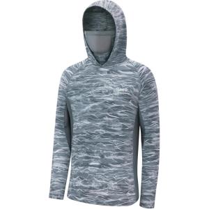 imageBASSDASH UPF 50 Mens Fishing Hoodie Shirts with Mask Camo UV Long Sleeve Moisture Wicking FS53M