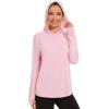 imageBASSDASH Womens UPF 50 Long Sleeve Fishing Hoodie ShirtPinkWhite Logo