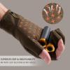 image:imageBASSDASH Unisex Fingerless Fleece Liner Camo Hunting Gloves for Cold Weather UPF 50 Lightweight Fishing Photography HG06Brown