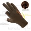 image:imageBASSDASH Unisex Fingerless Fleece Liner Camo Hunting Gloves for Cold Weather UPF 50 Lightweight Fishing Photography HG06Brown