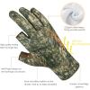 image:imageBASSDASH Unisex Fingerless Fleece Liner Camo Hunting Gloves for Cold Weather UPF 50 Lightweight Fishing Photography HG06Moss Wood