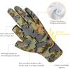 image:imageBASSDASH Unisex Fingerless Fleece Liner Camo Hunting Gloves for Cold Weather UPF 50 Lightweight Fishing Photography HG06Open Terrain