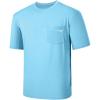 image:imageBASSDASH Mens UPF 50 Performance Short Sleeve Pocket TShirt UV Sun Protection Fishing Hiking Kayaking Sports ShirtsSky BlueWhite Logo