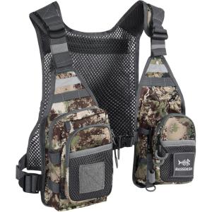 image:imageBASSDASH FV08 Ultra Lightweight Fly Fishing Vest for Men and Women Portable Chest Pack One Size Fits MostGrunge Camo
