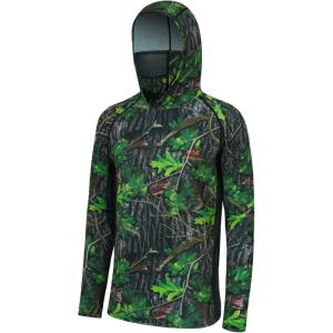image:imageBASSDASH Mens UPF 50 Camo Long Sleeve Hunting Fishing Hoodie ShirtGreen Leaves