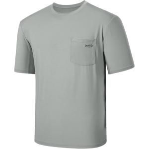 image:imageBASSDASH Mens UPF 50 Performance Short Sleeve Pocket TShirt UV Sun Protection Fishing Hiking Kayaking Sports ShirtsAsh GreyDark Grey Logo