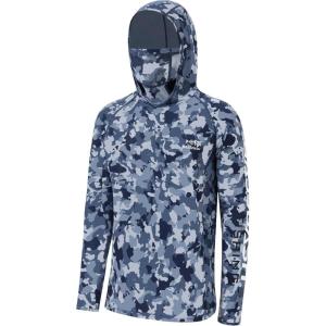 image:imageBASSDASH Mens UPF 50 Hooded Breathable Camo Shirts with Face Mask Lightweight Neck Gaiter Fishing Hiking Hoodie Shirt FS51MBlue Camo