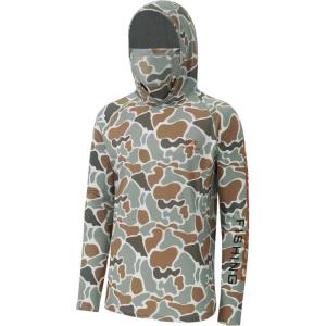 image:imageBASSDASH Mens UPF 50 Hooded Breathable Camo Shirts with Face Mask Lightweight Neck Gaiter Fishing Hiking Hoodie Shirt FS51MColor Block Camo