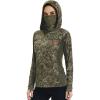 image:imageBASSDASH Womens UPF 50 Camo Hunting Hoodie with Neck Gaiter Breathable Performance Long Sleeve Fishing Hooded Tee FS03WMoss Wood