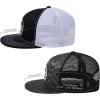 image:imageBASSDASH 2 Pack Flat Brim Trucker Cap Adjustable Snapback Hat Mesh Back for Men Women Fishing HuntingPack of 2  Black and White  Black Geometry