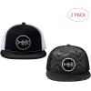 image:imageBASSDASH 2 Pack Flat Brim Trucker Cap Adjustable Snapback Hat Mesh Back for Men Women Fishing HuntingPack of 2  Black and White  Black Geometry