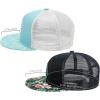 image:imageBASSDASH 2 Pack Flat Brim Trucker Cap Adjustable Snapback Hat Mesh Back for Men Women Fishing HuntingPack of 2  Turquoise  BlackTropical Flower