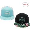 image:imageBASSDASH 2 Pack Flat Brim Trucker Cap Adjustable Snapback Hat Mesh Back for Men Women Fishing HuntingPack of 2  Turquoise  BlackTropical Flower