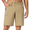 image:imageBASSDASH Mens 10 Hunting Shorts Camo RipStop Stretch Water Resistant for Fishing Hiking with Zipper Pocket FP13MKhaki