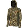 image:imageBASSDASH Mens UPF 50 Lightweight Hunting Camo Hoodie Quick Dry Performance Long Sleeve Fishing Shirt with Hood FS30MMarshreed