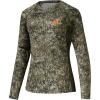 image:imageBASSDASH Womens Camo Hunting Shirt Long Sleeve UPF 50 Sun Protection Performance Tee Fishing HikingMoss Wood